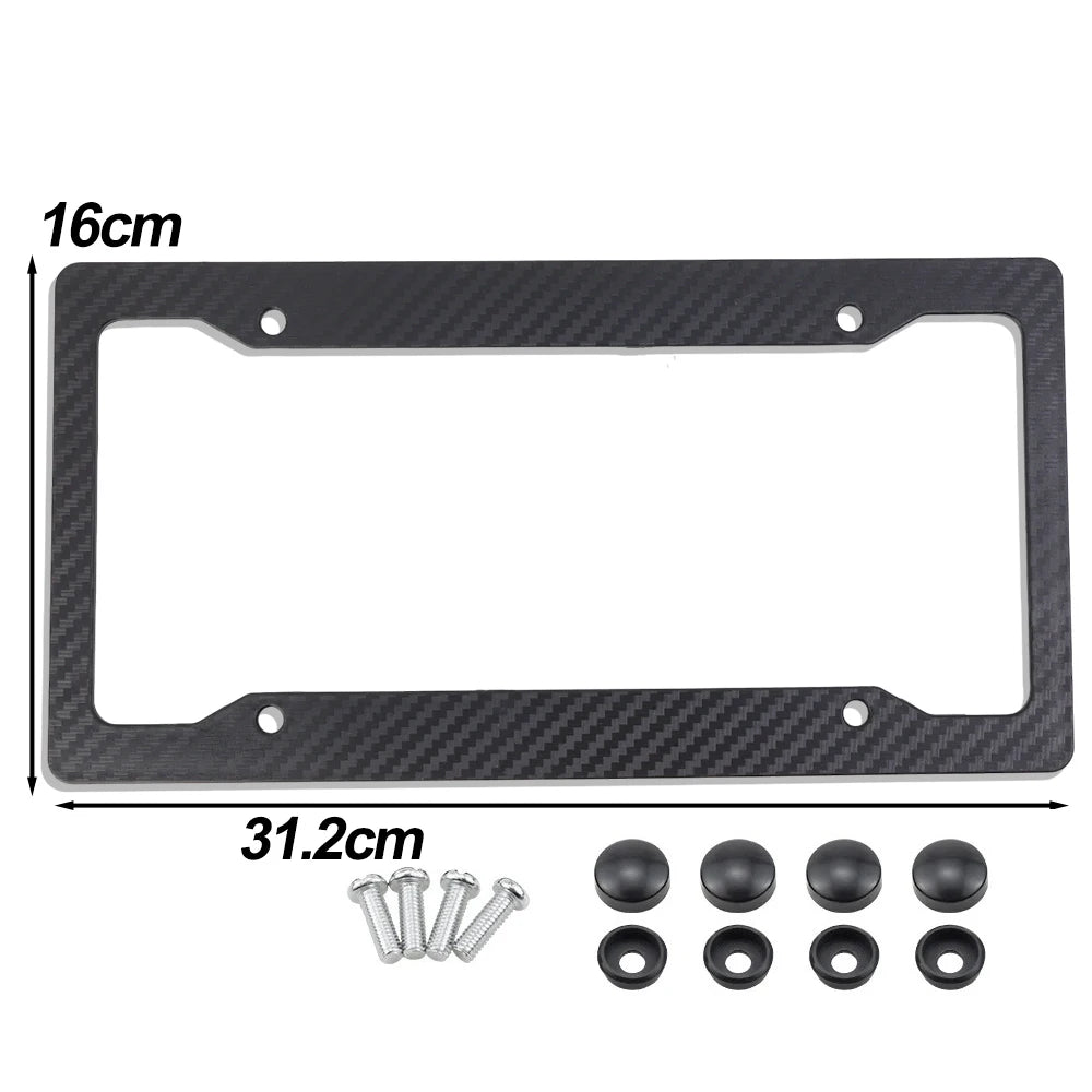 1/2pcs License Plate Frame Carbon Pattern Plastic License Plate Frame Bracket with Standard Screw Kit